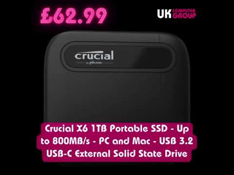 Crucial X6 1TB Portable SSD - Up to 800MB/s - PC and Mac - USB 3.2 USB-C External Solid State Drive