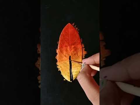 EASY PAINTING ON LEAF #painting #acrylicpainting #shorts #shortvideo #viralvideo #artmystery