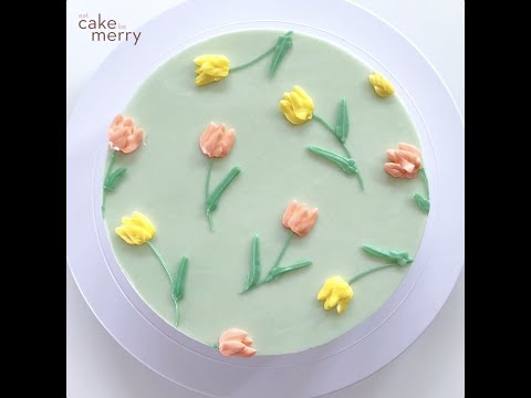 Buttercream Tulip Pattern Cake