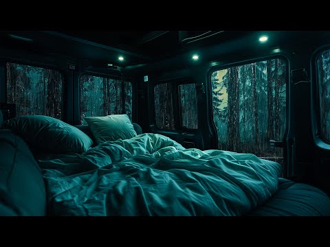 10 Hours⚡️Rainy Night in a Forest Camping Van |Sleep Instantly, and Say Goodbye to Sleepless Nights