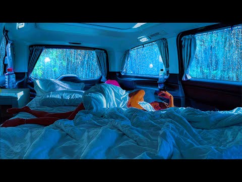 Deep Sleep Ambience: Heavy Rain & Thunder on Cozy Car Relax for Deep Sleep, Reduce Stress, Rest