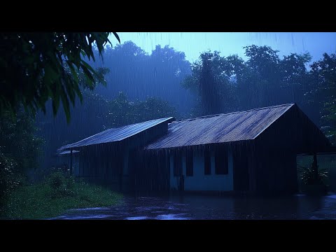 🌧️ Heavy Rain and Thunderstorm Sounds ⚡ for Sleeping | Relaxing Rain on a Tin Roof 🎧