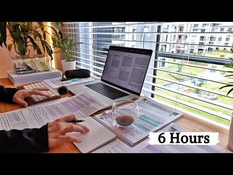 6 HOUR STUDY WITH ME | Background noise, 10 min Break, No music, Study with Merve