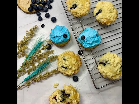 Eggless Blueberry Muffins with streusel Topping | How to make Homemade Blueberry Muffins #muffins