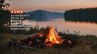 ASMR 마음이 안정되는 호숫가의 캠프파이어, 장작 타는 소리, 모닥불 | 焚き火の音, Campfire by a lake, Bonfire Sounds