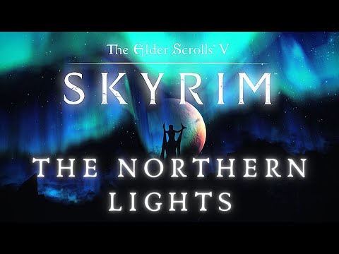 Skyrim 4K Music & Ambience | Night & The Northern Lights | Elder Scrolls Ambient Music [8 Hrs]