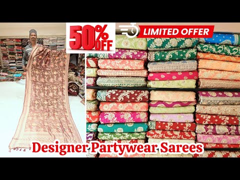 Dhamaka SALE Flat 50% OFF Designer Partywear Sarees | Online Shopping Madina Hyderabad #Falak