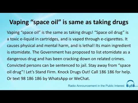 Vaping “space oil” is same as taking drugs