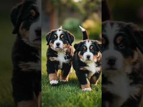 Bernese Mountain Dog Puppies at Play #puppy #pets #BerneseMountainDog #PuppyPlaytime #DogLovers