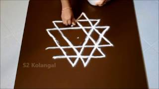 Simple star kolam / pooja kolam for navratri with dots