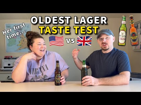 Americans Try Oldest US vs UK Lagers - Yuengling vs Wrexham + Bonus British Beer Taste Test