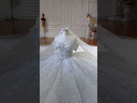 Amanda Novias off the shoulder strap wedding dress shiny like stars