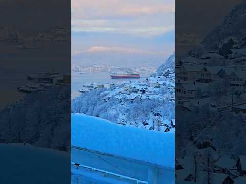 Cruising the stunning Norwegian fjords ❄️ | View from balcony #shorts