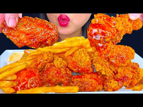 SWEET & SPICY FRIED CHICKEN WINGS FROM POPEYES (ASMR)