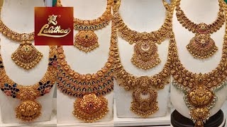 Lalithaa Jewellery Gold Antique Wedding Jewellery Collections with Grams