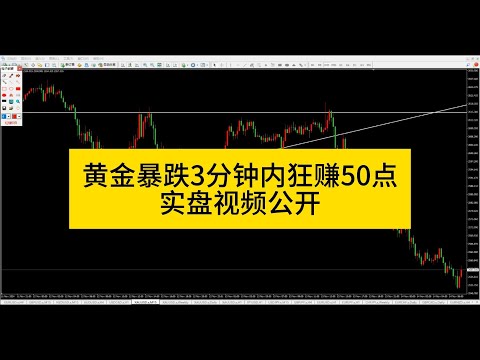 【直播回顾】黄金暴跌3分钟内狂赚50点，实盘视频公开