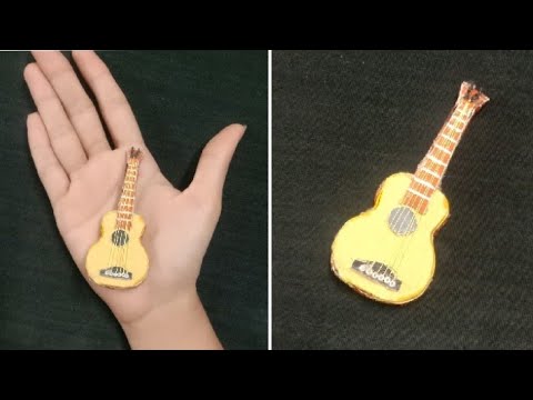 How to Make Guitar From card board / Miniature Guitar / DIY Miniature Acoustic Guitar