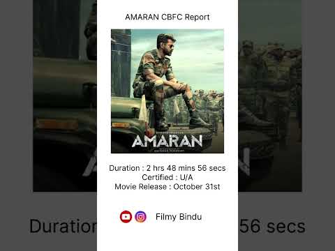 #amaran CBFC Report Release date Duration #certified #u/a #shivakarthiyan