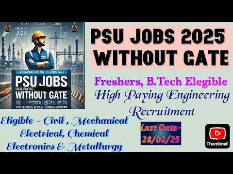 PSU Jobs 2025 Without GATE | Civil, Mechanical, Electrical, Electronics, Chemical Engg Recruitment