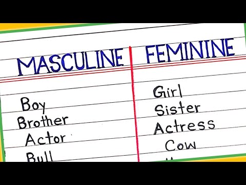 Masculine and feminine words || Gender of nouns in English grammar