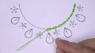 New Hand Embroidery Neck Design Tutorial | Hand Embroidery | Neck Embroidery Design