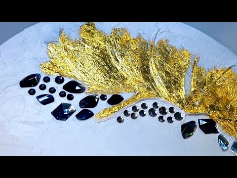 ELEGANT Gold Leaf Textured Art: Diy Mixed Media / Abstract Acrylic Painting (406)