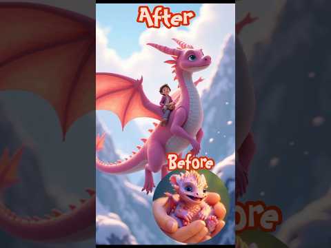 A cute Pink Dragon before after video #dragon #animal #cute #ai