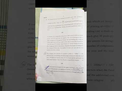 Business Mathematics B.com Hons 4th semester question paper of sol   #shorts