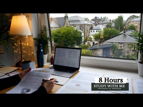 8 HOUR STUDY WITH ME on A RAINY DAY | Background noise, 10 min Break, No music, Study with Merve