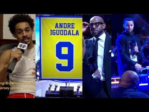 Andre Iguodala jersey retirement WILD UNEXPECTED moments & hilarious speeches! Steph, Poole, Kerr