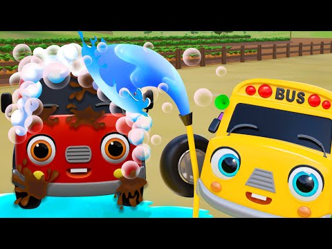 Bus Wash Song 🚌 Wheels on the Baby Bus 🚌 1 hour of the most best Nursery Rhymes & Kids Songs