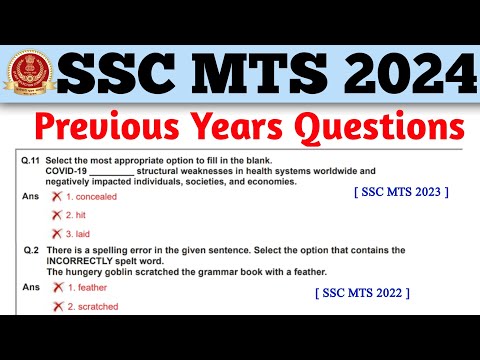 SSC MTS 2024 | Previous Year Questions | SSC MTS 2024 Important Questions | SSC MTS