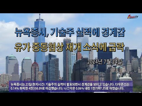 뉴욕증시, 기술주 실적에 경계감 / 유가 중동협상 재개 소식에 급락