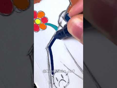 Drawing New Character with Posca Markers! Satisfying Art! (#Shorts)