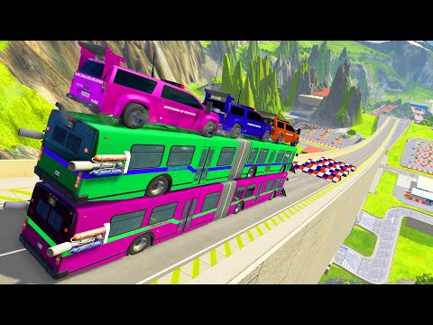 HT Gameplay # 19 | Epic High Speed Bus Jumps & Monster Trucks vs Mega Speed Bumps vs Deep Water