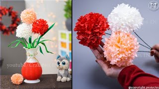 DIY Crepe paper flower craft-home decoration ideas | Easy paper Crafts