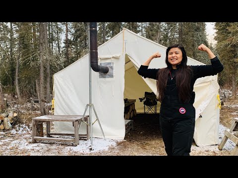 ESCAPE to the WILDERNESS || CONSTRUCTING CAMP for HOT TENT WINTER CAMPING