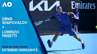 Denis Shapovalov v Lorenzo Musetti Extended Highlights | Australian Open 2025 Second Round