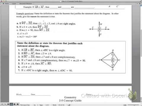 geometry 2-5 concept guide: perpendicular lines