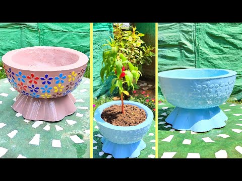 Cement pots making idea | How to make cemrnt pots | CEMENT POT