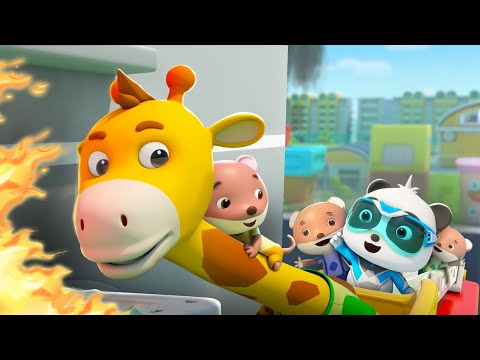 Giraffe Firefighter Rescue Team | Super Rescue Team | Cartoons for Kids | BabyBus TV