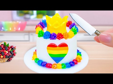 Satisfying Miniature RAINBOW Cake Decorating🌈; Rainbow KITKAT Chocolate | Tiny Cakes