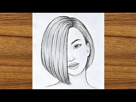 How to draw a beautiful girl step by step || Pencil Sketch drawing || Easy drawing for girls