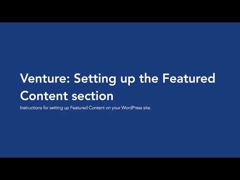 Venture: Setting up Featured Content