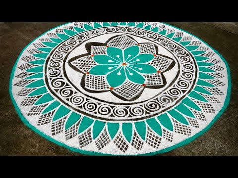 Easy & Simple Rangoli Design🩵🤍🩵🤍🩵 || Samfamily || Village style || Rangoli