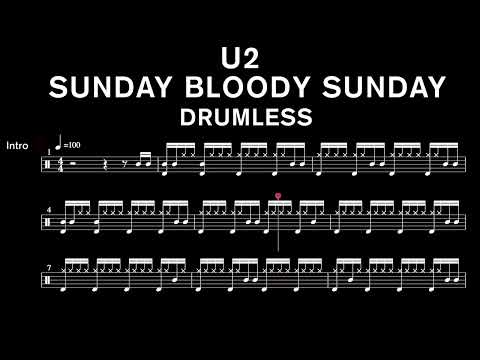 U2 - Sunday Bloody Sunday - Drumless (with scrolling drum score)