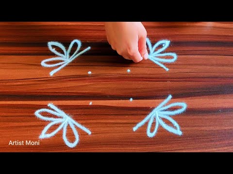 Daily kolam with 4 dots | 4 * 4 dots kolam | Simple Muggulu