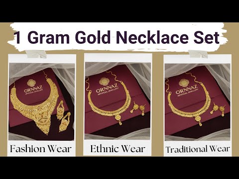 One Gram Gold Jewellery Necklace Set with Price -1 Gram Gold Plated Necklace Online Shopping