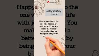 Heart touching birthday wishes for love #happybirthday #love #birthday #shorts