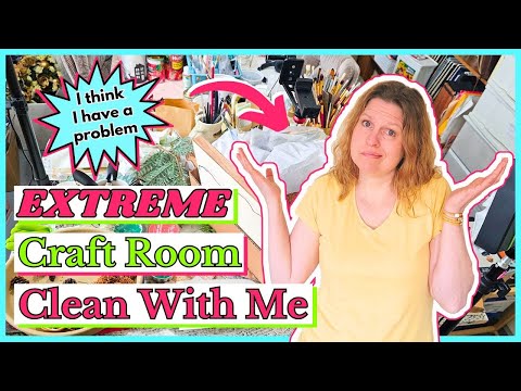 HELP!!! My Craft Room is a COMPLETE DISASTER!!! Extreme Craft Room Clean With Me! Part 1